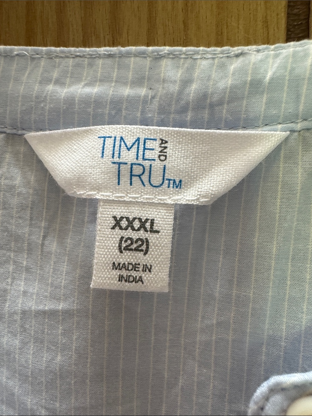 Time and Tru Light Blue Striped Button-Down Shirt - Picture 2 of 6
